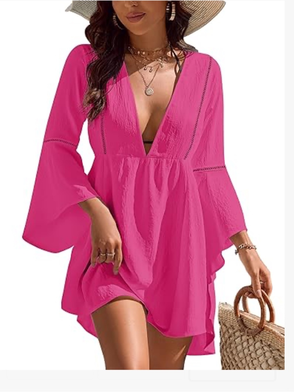 Blooming Jelly Womens Swimsuit Coverup V Neck size L - Picture 2 of 6